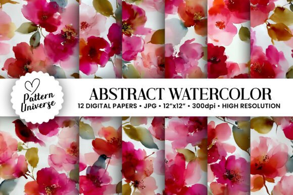 Abstract Watercolor Flower Digital Paper: A Creative Tool for Diverse Projects