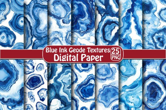 Blue Ink Geode Textures for Creative Projects