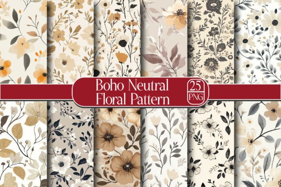 Boho Neutral Floral Pattern: A Versatile Design Asset