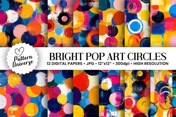 Bright Pop Art Circles Digital Papers – A Versatile Creative Resource for Craft Enthusiasts