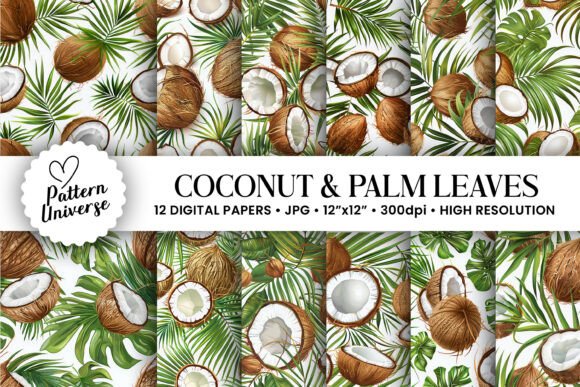Coconut and Palm Leaves Digital Paper: A Versatile Crafting Resource