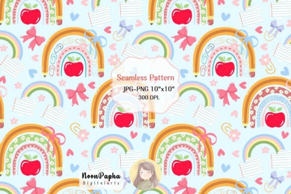 Cute Pencil Rainbow Seamless Pattern: A Versatile and Handcrafted Design for Creative Projects