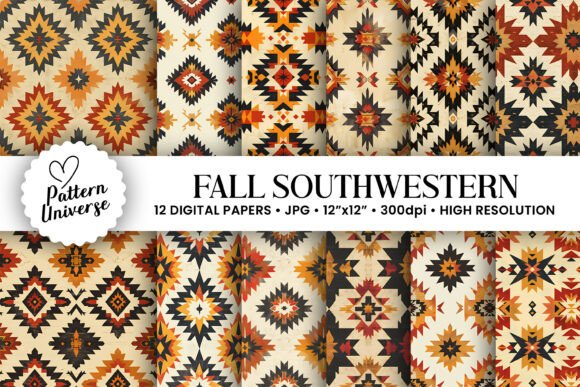 Design with Fall Southwestern Aztec Digital Paper