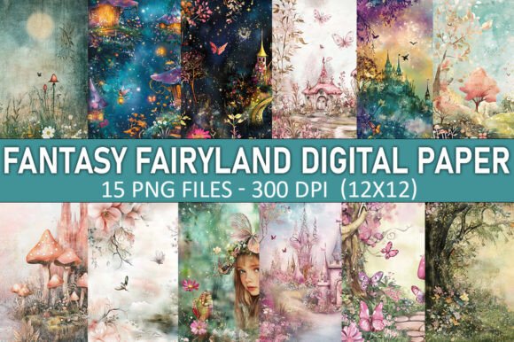 Fantasy Fairyland Digital Paper Bundle: A Creative Enchantment for Designers and Crafters