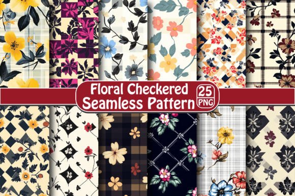 Floral Checkered Seamless Pattern – A Versatile Design for Creative Projects