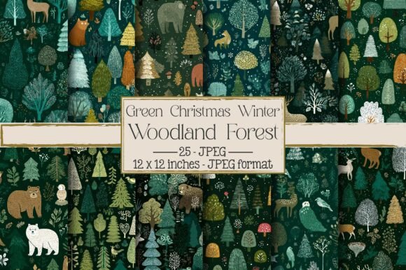 Green Christmas Winter Woodland Forest – A Versatile Design for Creative Projects