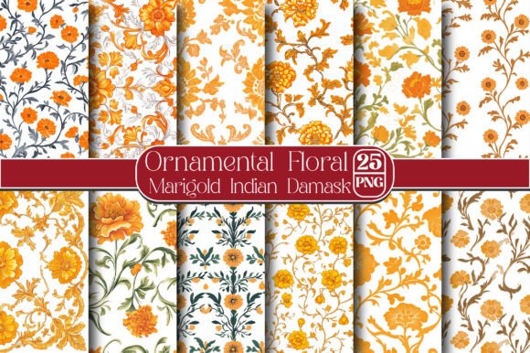 Ornamental Floral Marigold Indian Damask: A Timeless Design for Modern Creatives
