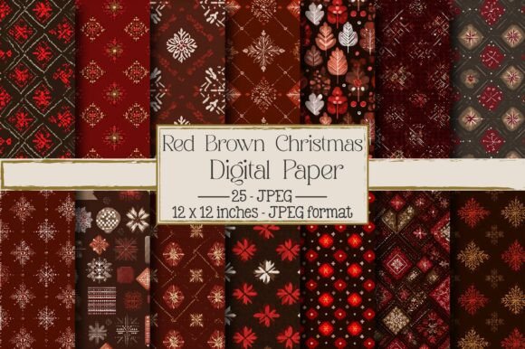 Red Brown Christmas Digital Paper: A Creative Tool for Festive Projects
