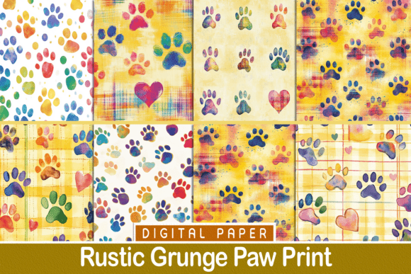 Rustic Grunge Paw Print Pattern