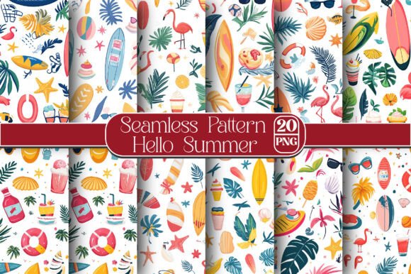 Seamless Pattern Hello Summer, PNG: A Versatile Design Tool for Modern Creators