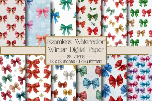 Seamless Watercolor Winter Digital Paper