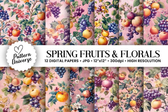 Spring Fruits and Flowers Digital Paper: A Creative Essential for Modern Crafting and Design