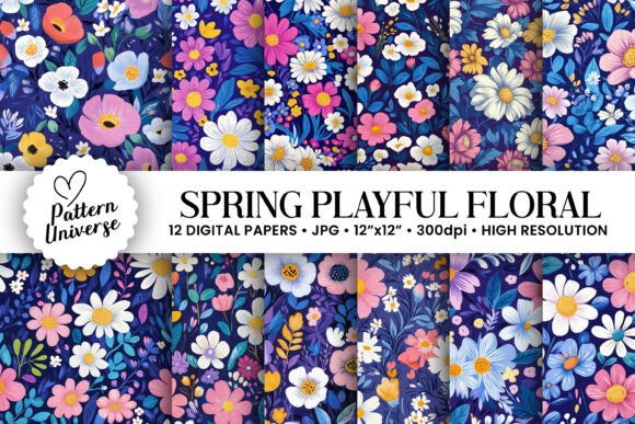 Spring Playful Flowers Digital Papers: A Creative Tool for Crafting Springtime Magic