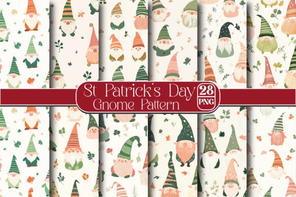 St Patrick’s Day Gnome Pattern PNG – A Versatile Digital Design Asset