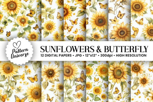 Sunflowers Butterflies Digital Papers: A Strategic Creative Resource for Diverse Projects