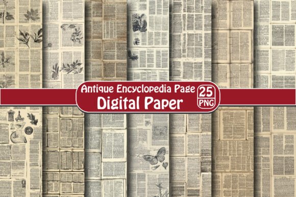Textured Antique Encyclopedia Page Designs