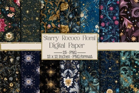 Unlock Creative Possibilities with Starry Rococo Floral Digital Paper