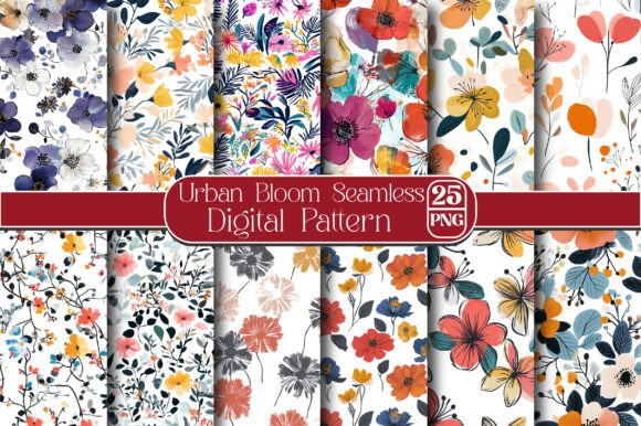 Urban Bloom Seamless Digital Pattern: A Versatile Design Solution for Creative Projects