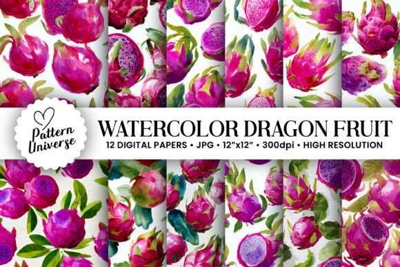 Watercolor Dragon Fruits Digital Paper: A Creative and Versatile Resource for Craft Enthusiasts