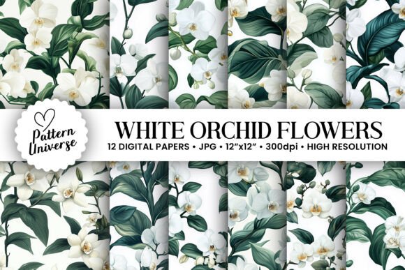 White Orchid Floral Seamless Pattern: A Versatile Digital Asset for Creative Projects
