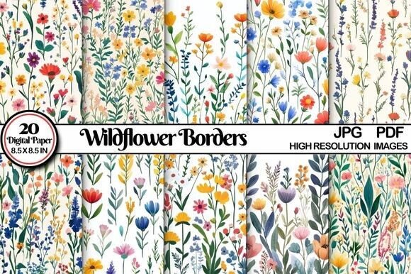 Wildflower Borders Digital Paper: A Versatile Craft Resource for Creative Projects